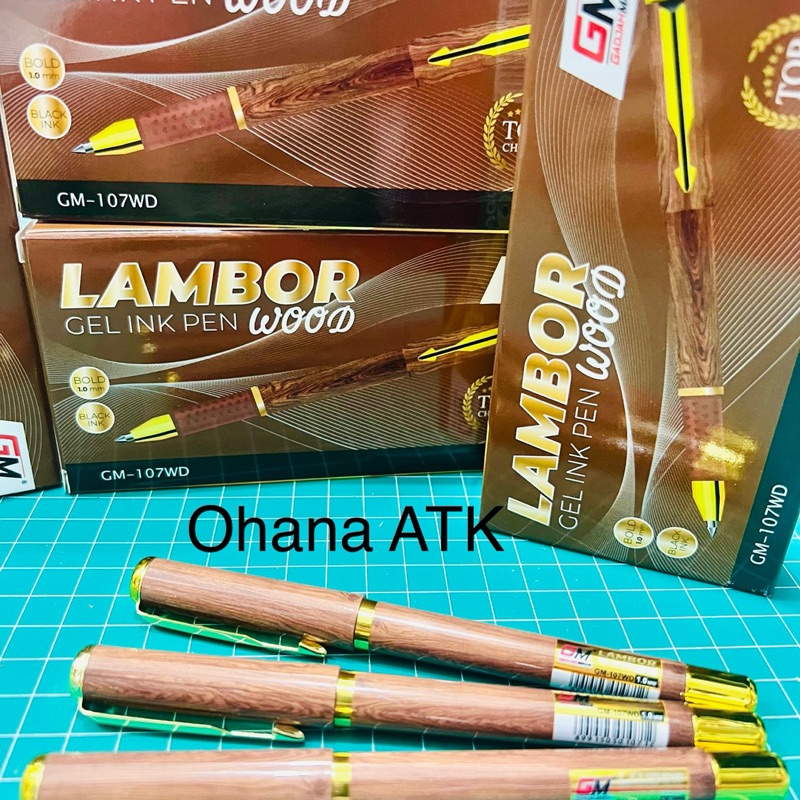 

(1 BIJI ) Gel Pen LAMBOR WOOD GM-107WD 1.0MM Gadjah Mada / Pulpen Tanda Tangan / Boldliner