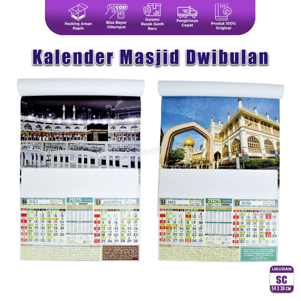 

Kalender 2025 Kaligrafi Gambar Masjid Muslim Dinding Hijriyah Masehi Jumbo Dinding Aesthetic Gantung
