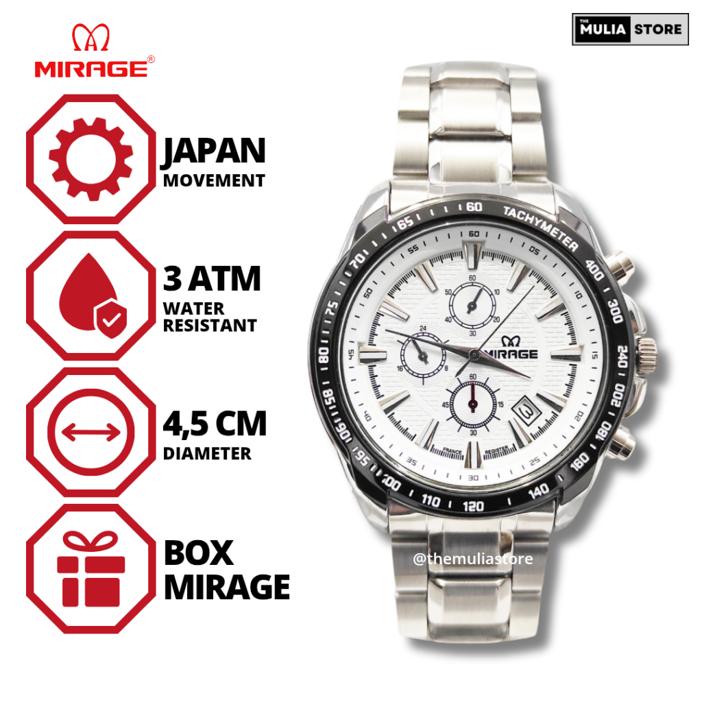 MIRAGE Jam Tangan Pria Mirage Original 8305 BRP M Tanggal Analog