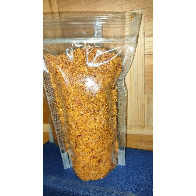 

serundeng udang rebon pedas kemasan pouch isi 85 g