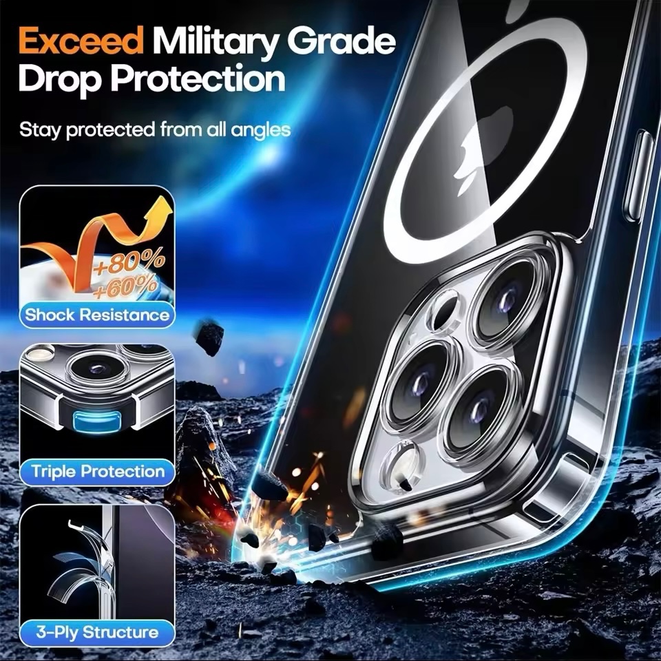 TERBARU CASING FULL CAMERA PROTECTION IPHONE HYBRID MAGSAFE CLEAR ANTI KUNING ANTI CRACK, SOFT TPU &