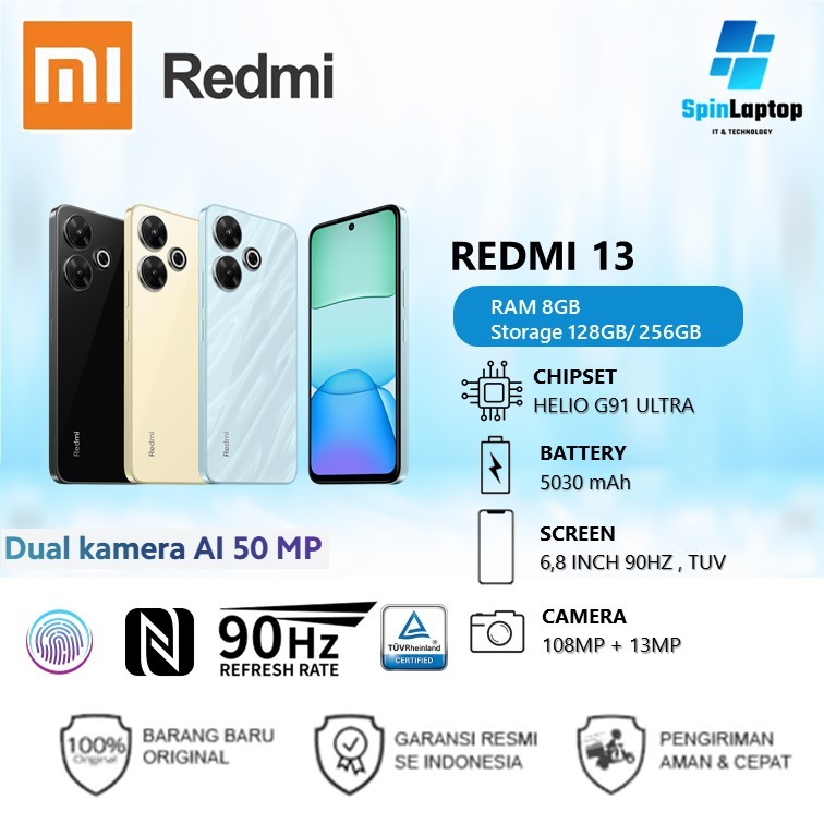 Xiaomi Redmi 13 Baru RAM 8GB 256GB Garansi Resmi Xiaomi Indonesia