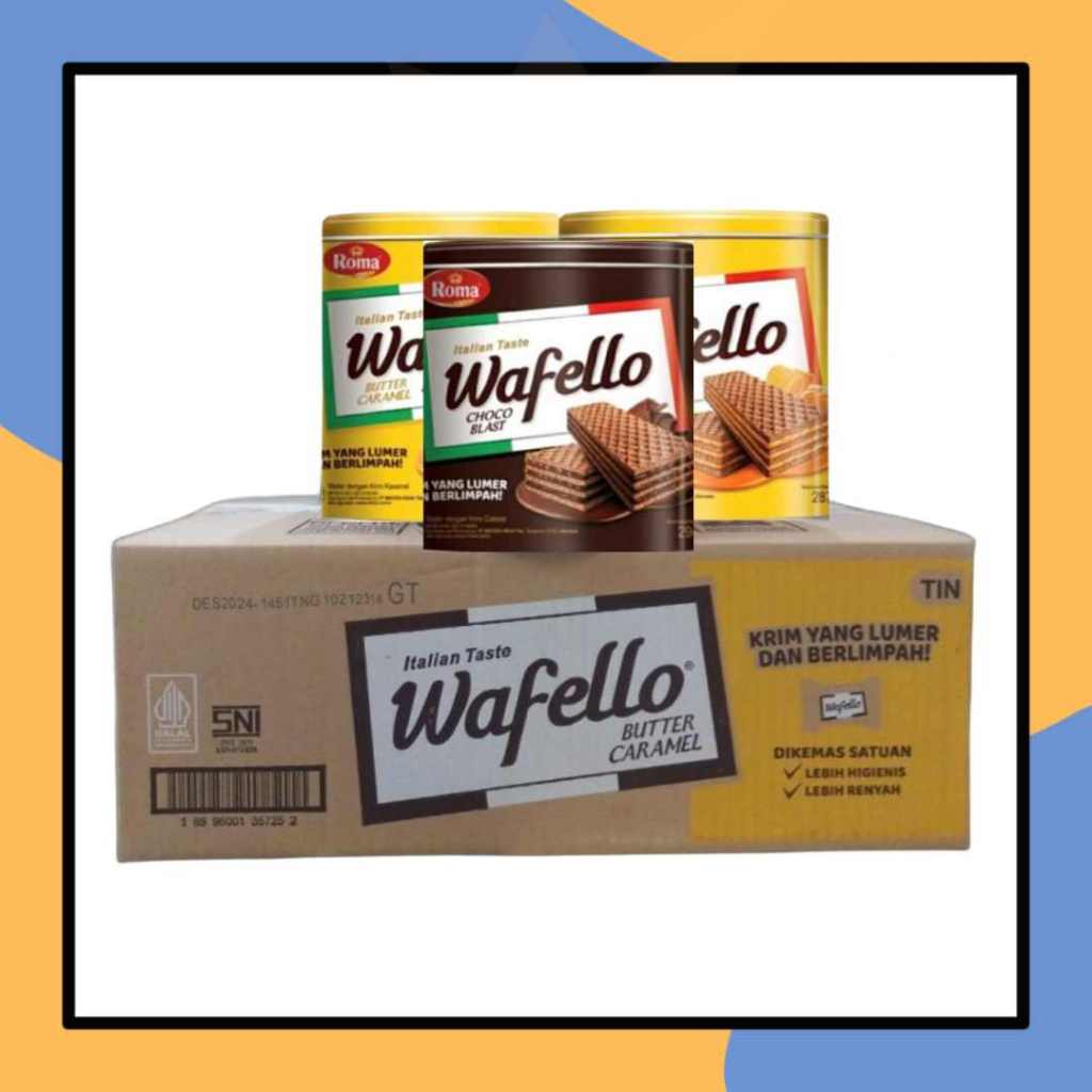

[1DUS] Wafello Roma Kaleng Caramel 228g Chocoblash 234gr Wafer Krim Coklat Karamel