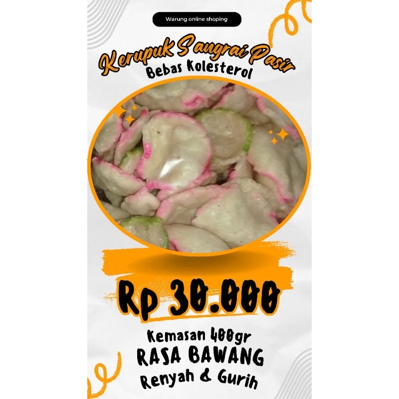 

Opak Opel 400gr Rasa Bawang Gurih & Renyah/Kerupuk Sangrai Pasir/Kerupuk Bebas Kolesterol