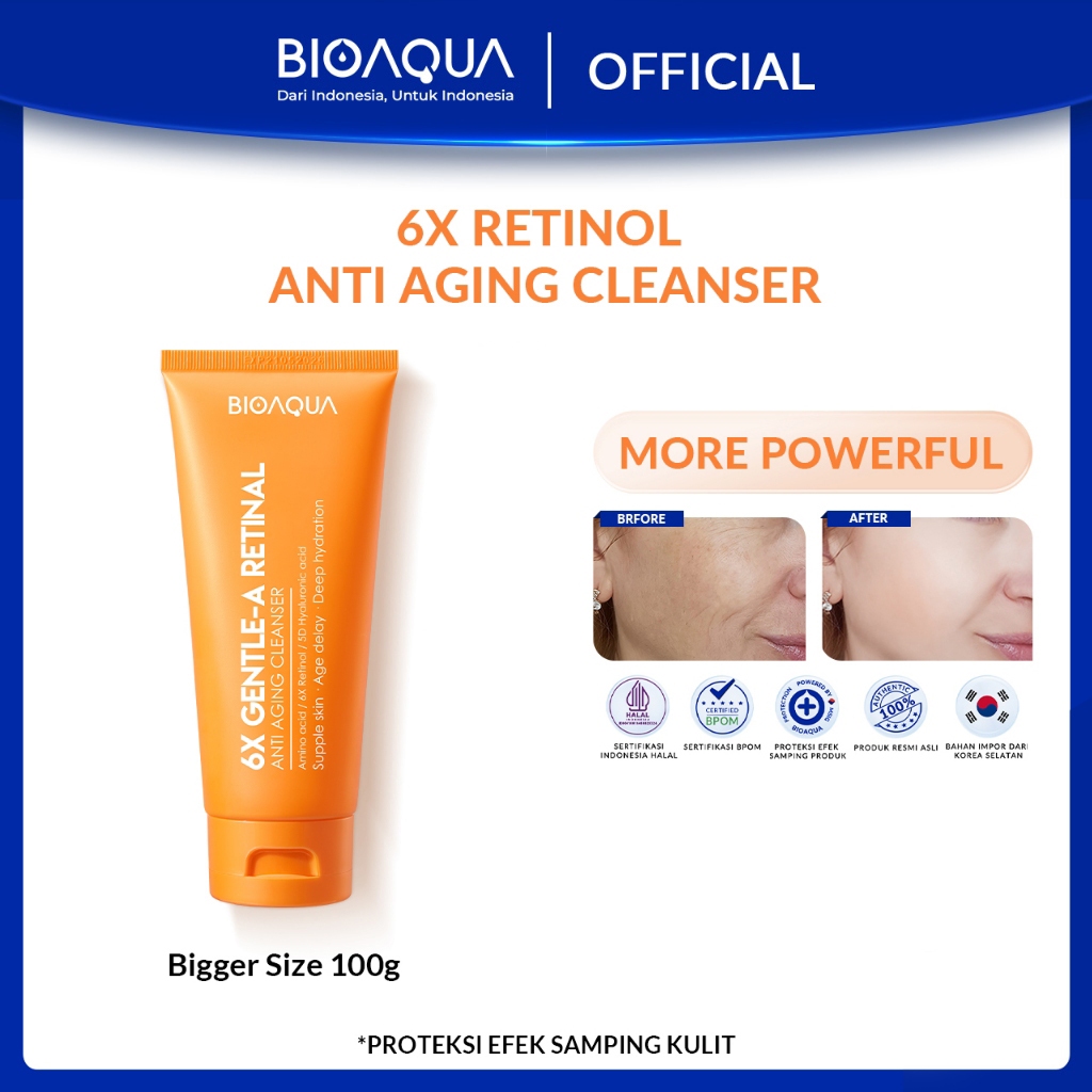 BIOAQUA 6X Gentle-A Retinol Amino Facial Wash Anti Aging Low pH Gentle Cleanser 100g Brightening Sab
