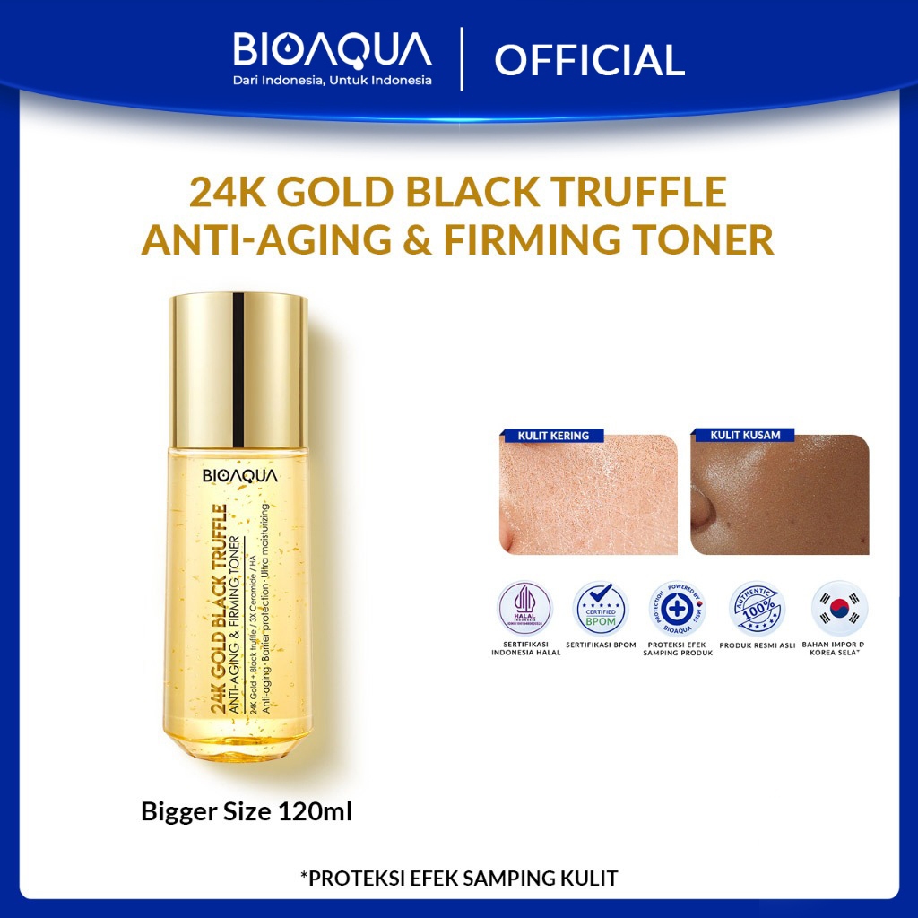 BIOAQUA 24K Gold Black Truffle Anti-Aging & Firming Toner 120ml Hydrating Toner Wajah