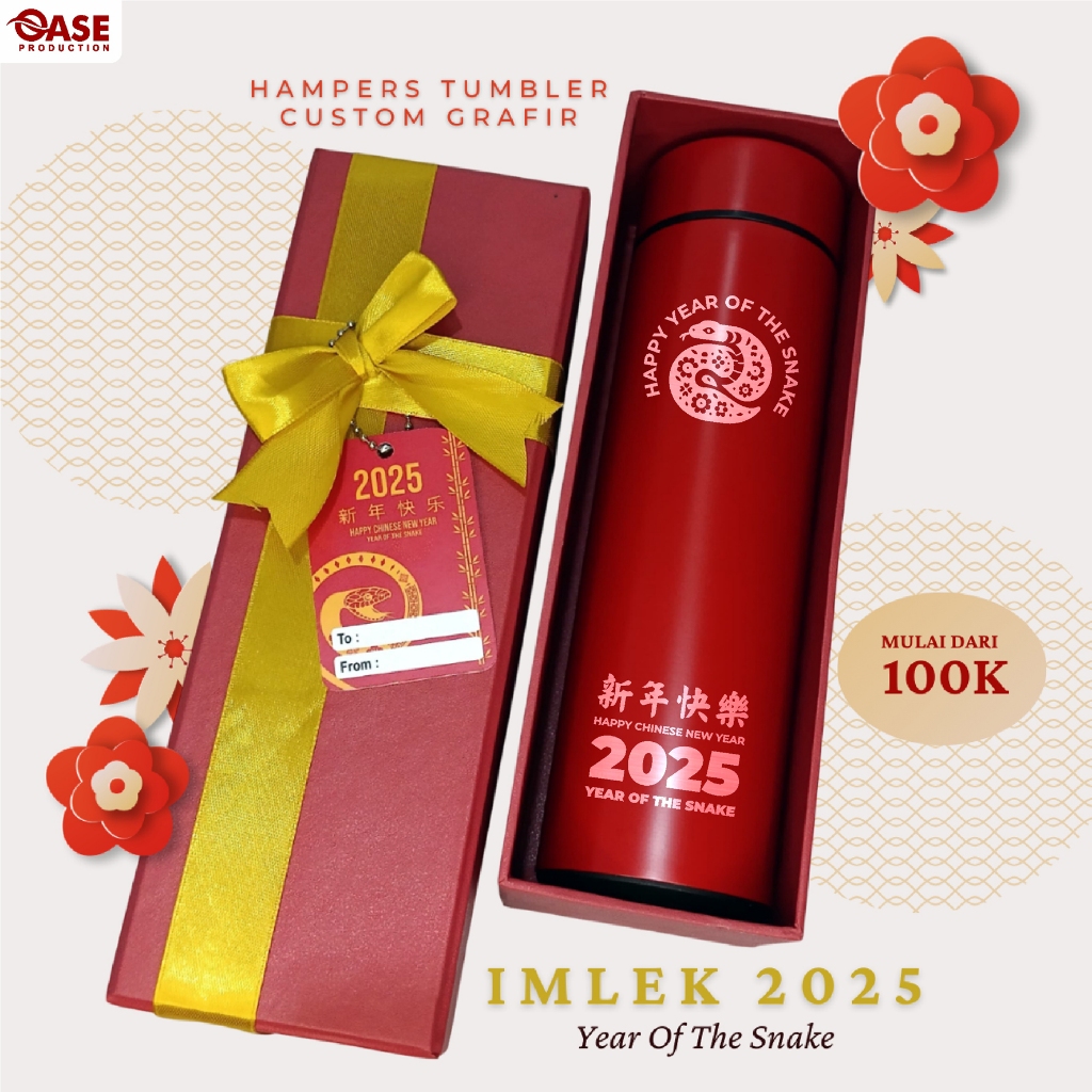 Custom Tumbler Souvenir Imlek / Paket Imlek / Hadiah Imlek / Termos tumbler Hampers Hard Box Chinese