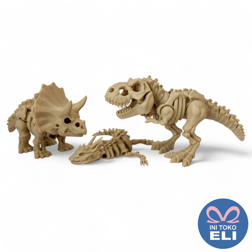 Mainan Anak Dino Dinosaurus T-Rex Triceratops Reptil Fosil Artikulasi Realistis