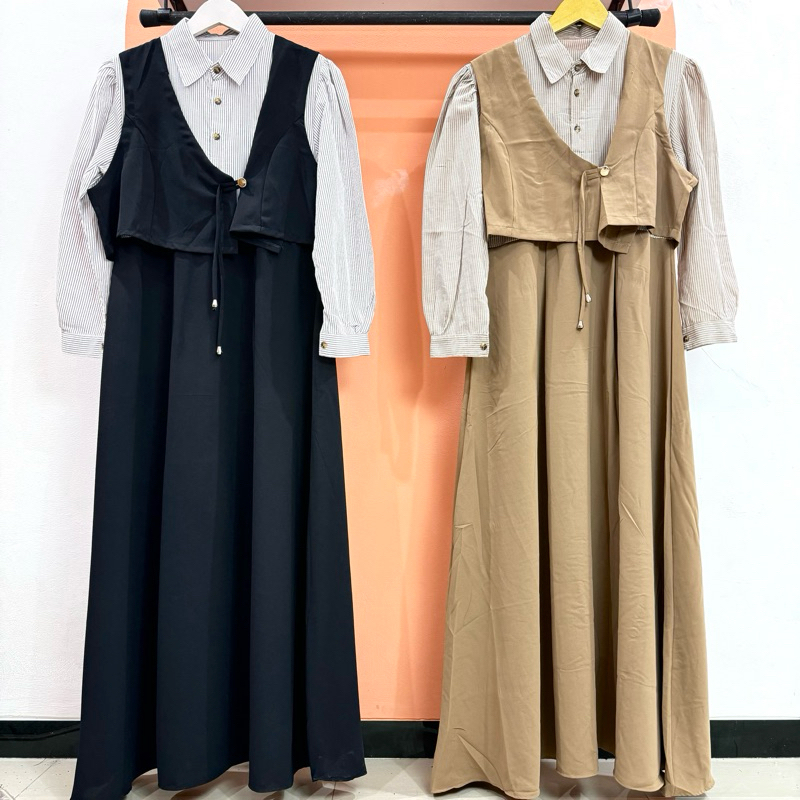 HIJAB NATION DREES VEST  GAMIS ALA SETROK BAHAN KATUN SABRINA  ANTI UV (POLOSAN) POLYESTER (SALUR) R