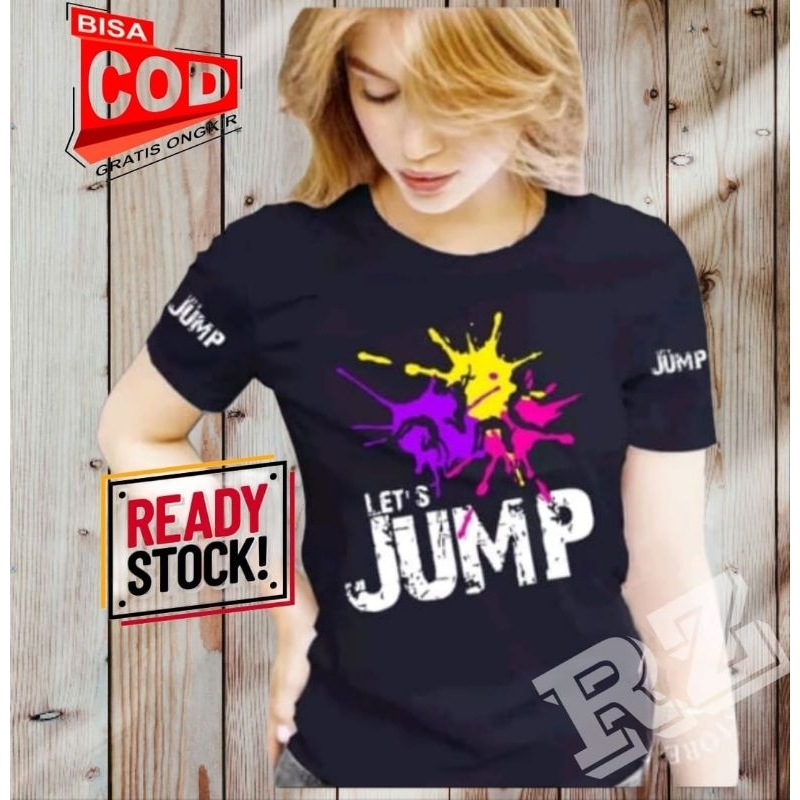 baju kaos trampoline atasan olahraga kaos LEST JUMP RAINBAW FITnes katun