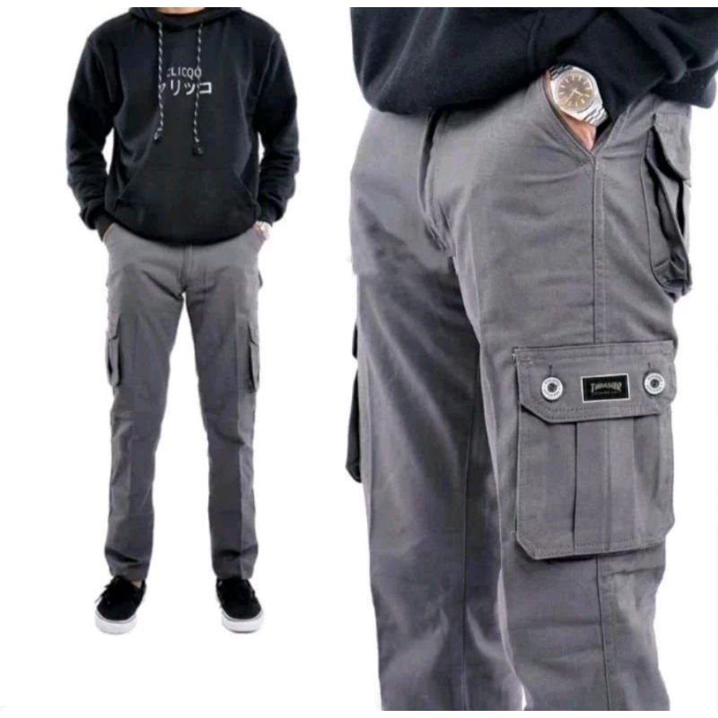 Celana Cargo Panjang Pria Size 27-44 jumbo katun American drill Kimpul Panjang Pria Trasher