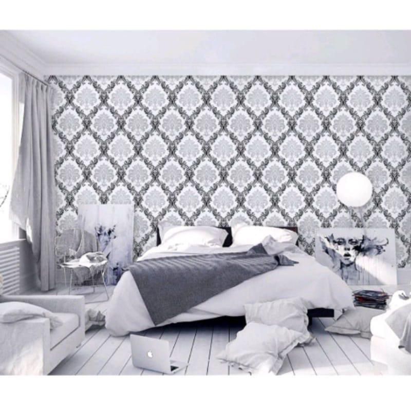 Wallpaper Dinding Aesthetic Wallpaper Dinding Motif Batik Hitam Putih Wallpaper Dinding Kamar Dindin