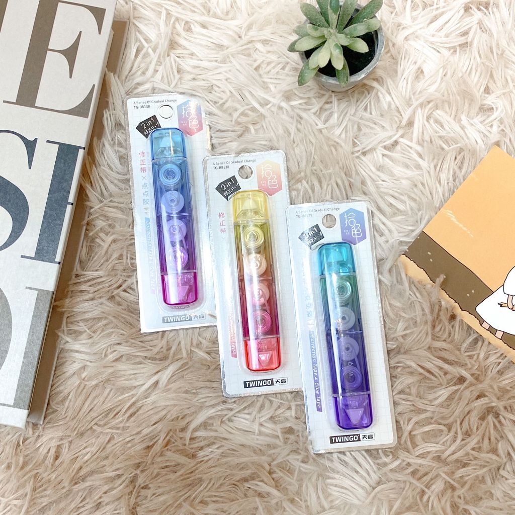 

2 in 1 Correction Tape / Tip Ex / Tipe X / Penghapus Pulpen + Glue Kertas Twingo TG-B8138 Fantasy Starry Wonderland Ombre Gradasi Biru Hijau Orange COD Ready Stock ATK Alat Tulis Kantor Anak Dewasa Hadiah Souvenir