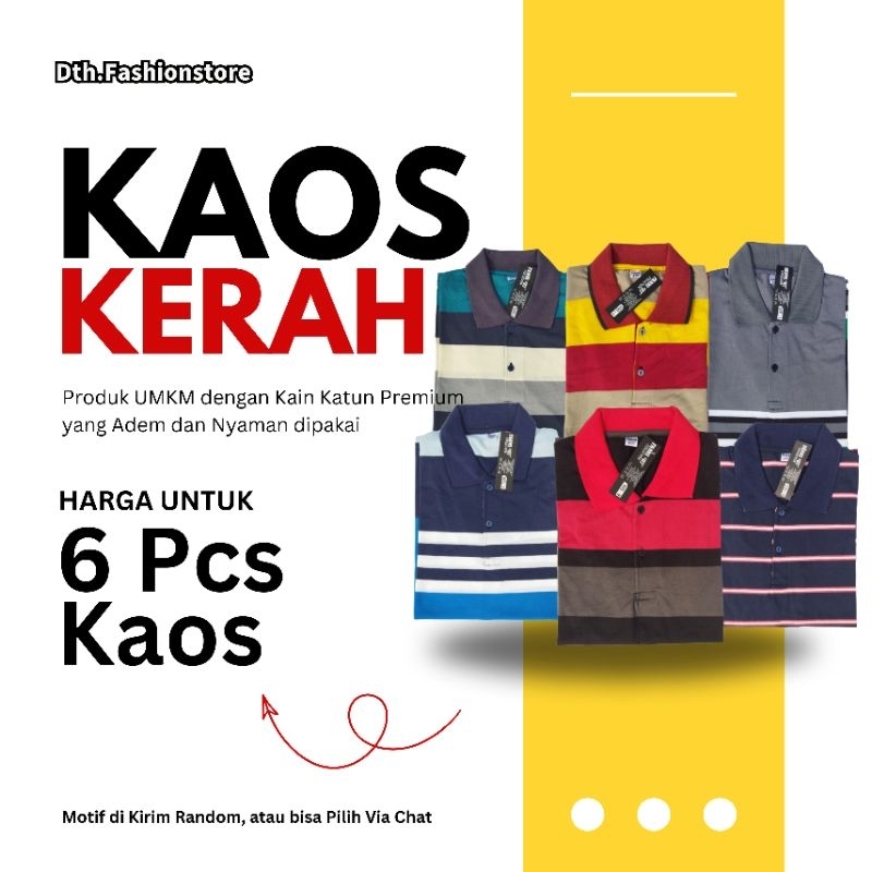 Kaos Pria Dewasa Motif Salur belang belang untuk Bapak bapak Baju Lebaran