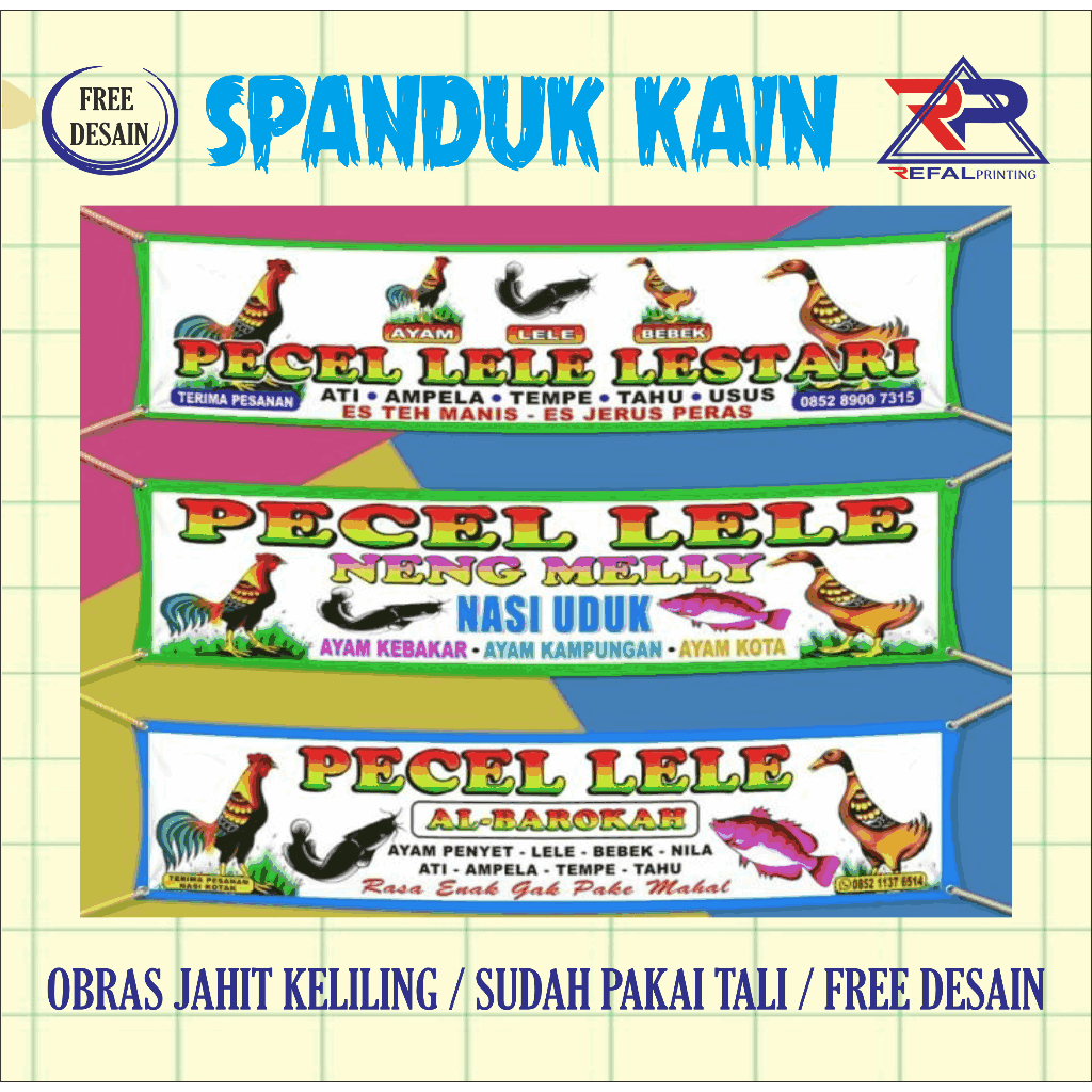 [BISA COD] SPANDUK PECEL LELE   LAMONGAN /SPANDUK SEAFOOD / SPANDUK SOTO / SPANDUK SATE / SPANDUK