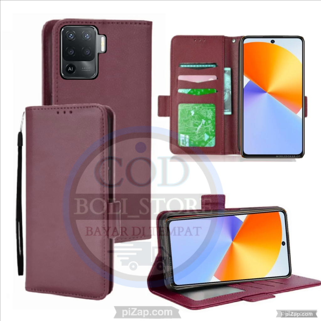 CASE HP OPPO RENO 5F - CASING DOMPET-FLIP COVER LEATHER-SARUNG HP