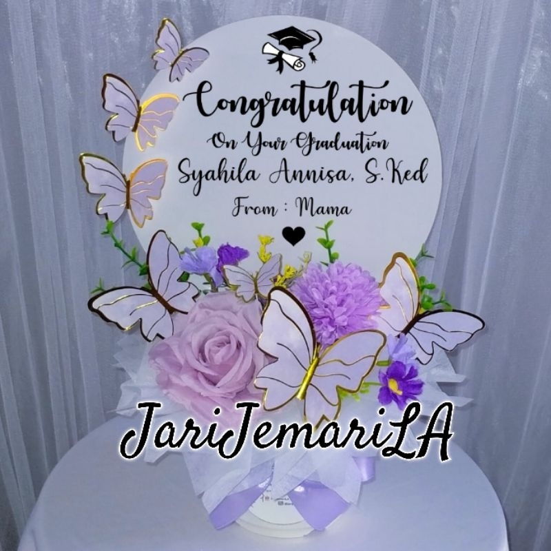 BISA KIRIM HARI INI - bouquet akrilik dengan bunga dan kupu-kupu/ bouquet akrilik medan/ bouquet but