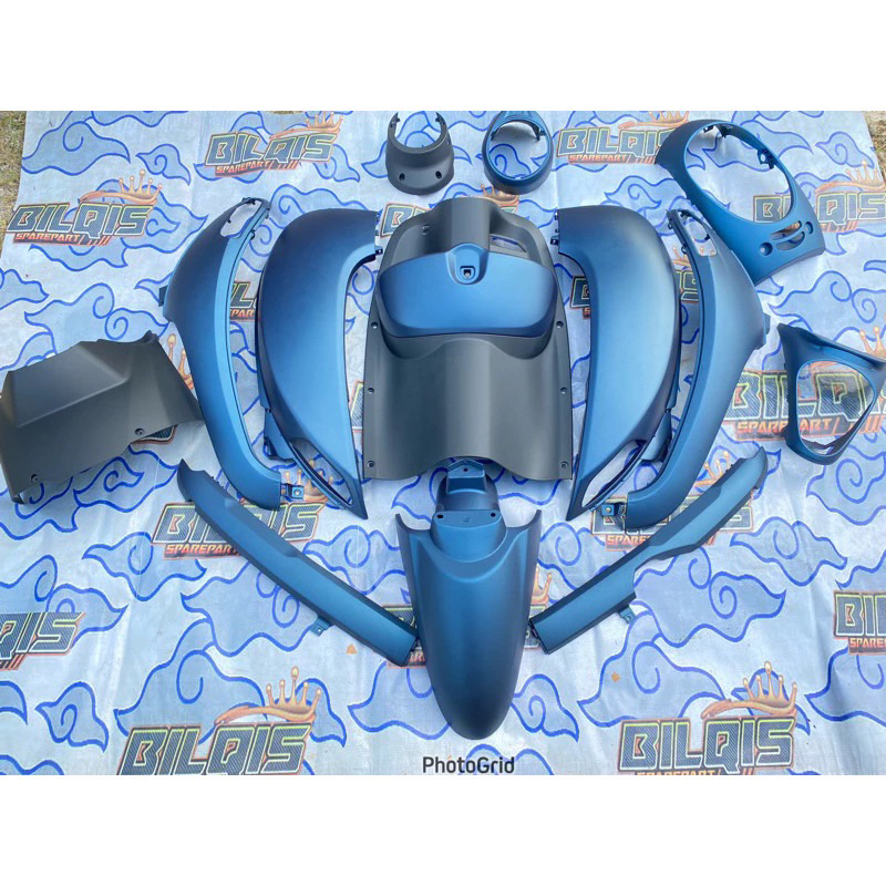 Cover full set body halus scoopy fi esp tahun 2013 2014 2015 2016 warna biru dongke hitam doff