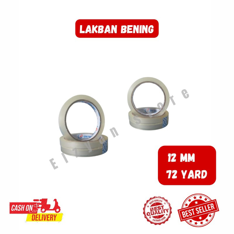 

LAKBAN OPP BENING KUNING KECIL 12 mm x 72 yard