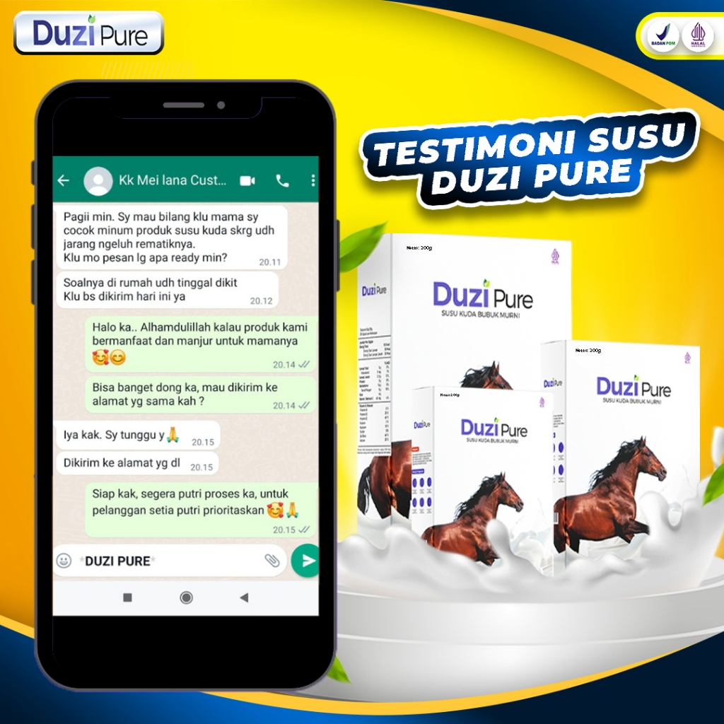 

Duzi Pure Susu Kuda Asli Bubuk Herbal Lombok Paket 1 Box