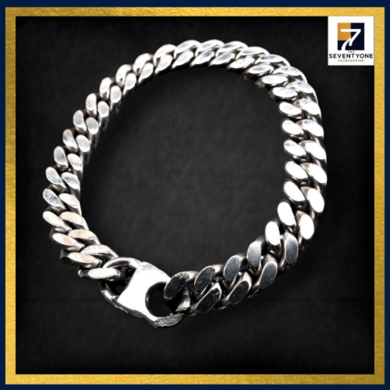 GELANG RANTAI BAJA STAINLESS STEEL SILVER PREMIUM | ORIGINAL GELANG RANTAI BAJA ANTI KARAT  | COD | 