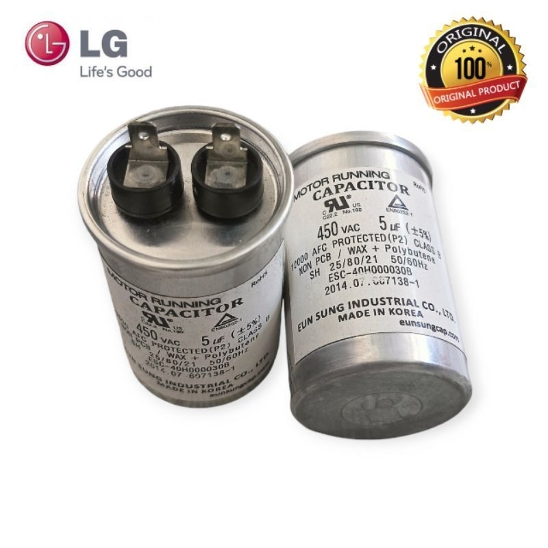 Capasitor Kapasitor Running Freezer Rak Lg Original Kapasitor Running Kulkas Lg 450 Vac 5Uf/ Mikro