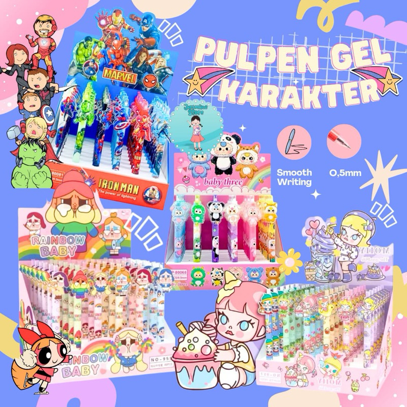 

Pen karakter baby three/Bolpen avanger/Bolpen Crybaby/Pen Molly/Pulpen lucu akrilik lucu/Bolpen gel karakter superhero Molly/Pen akrilik baby three