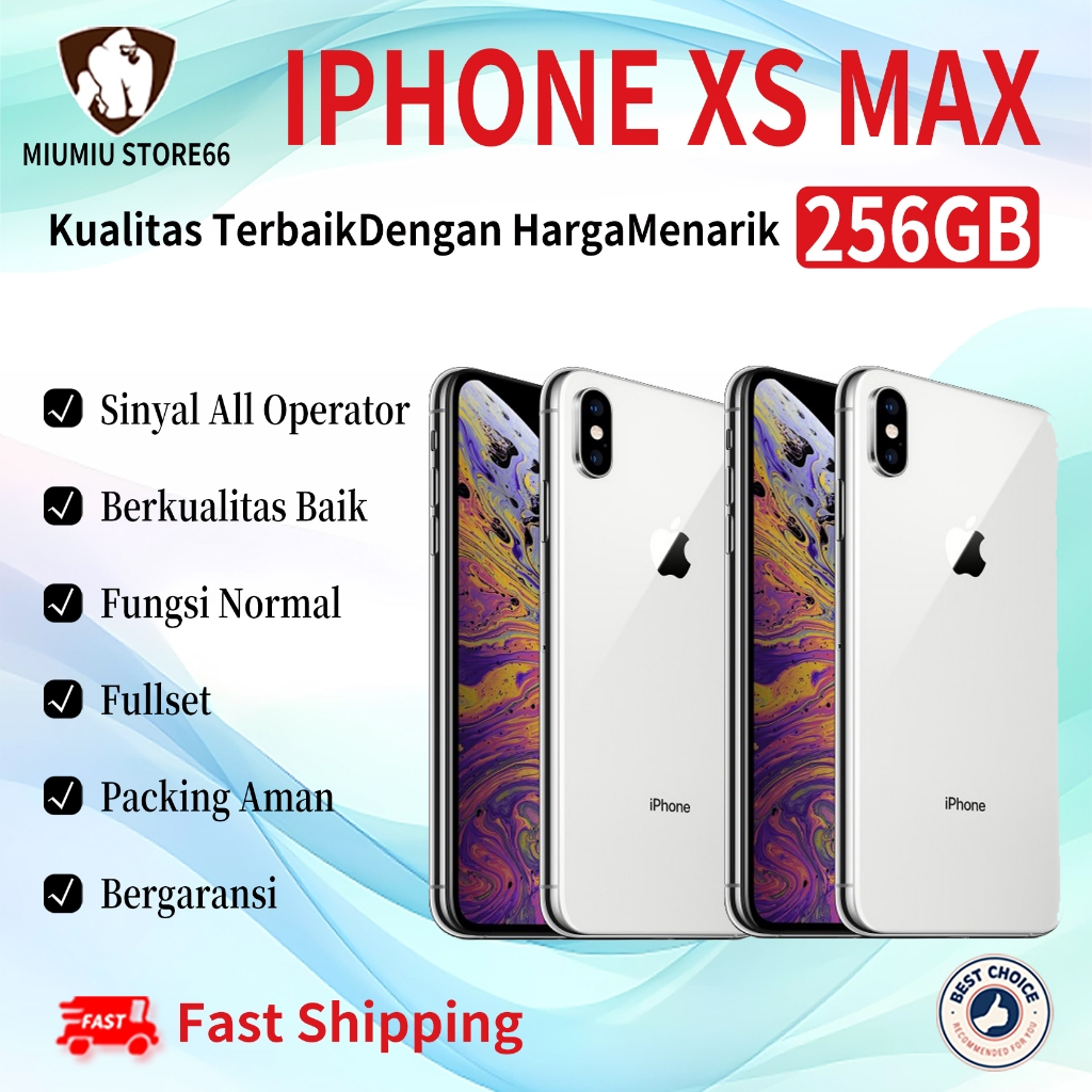 iPhone XS Max 256GB Bekas Second Original100% Fullset All Sim Mulus Normal HP 3utools All Green