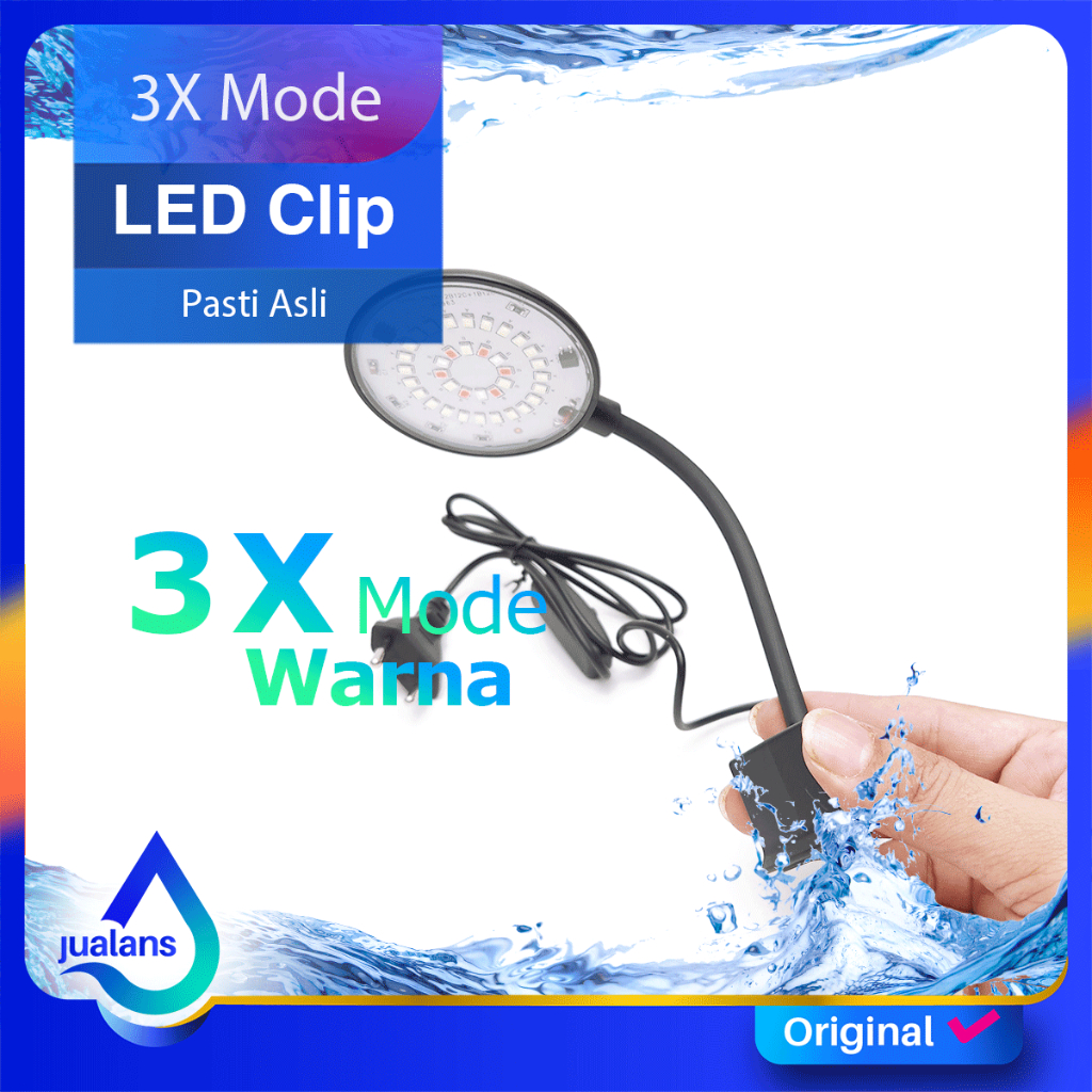 LAMPU LED MINI CLIP Aquarium 3 Mode warna