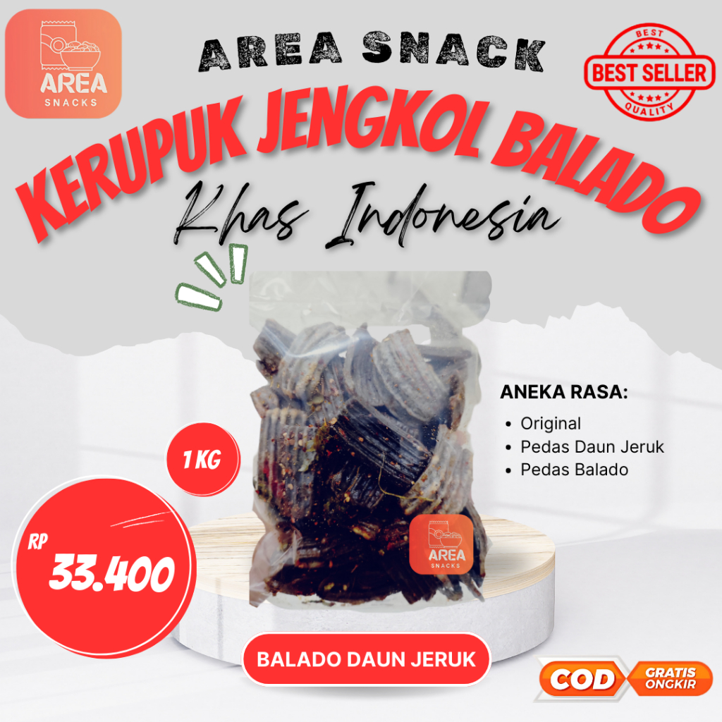 

KERUPUK JENGKOL / SEBLAK PEDAS MANIS BALADO DAUN JERUK 1 KG ENAK