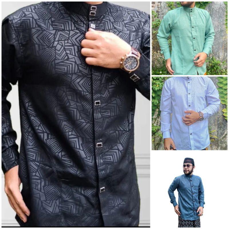 Baju Koko Muslim Pria Dewasa Sultan Embos wolfis Premium Lengan Panjang