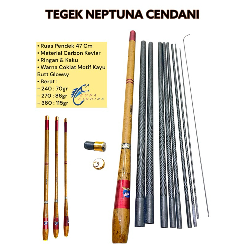 Joran Tegek Neptuna Cendani 240 270 360 Cm Carbon Kevlar 47cm Ringan kaku