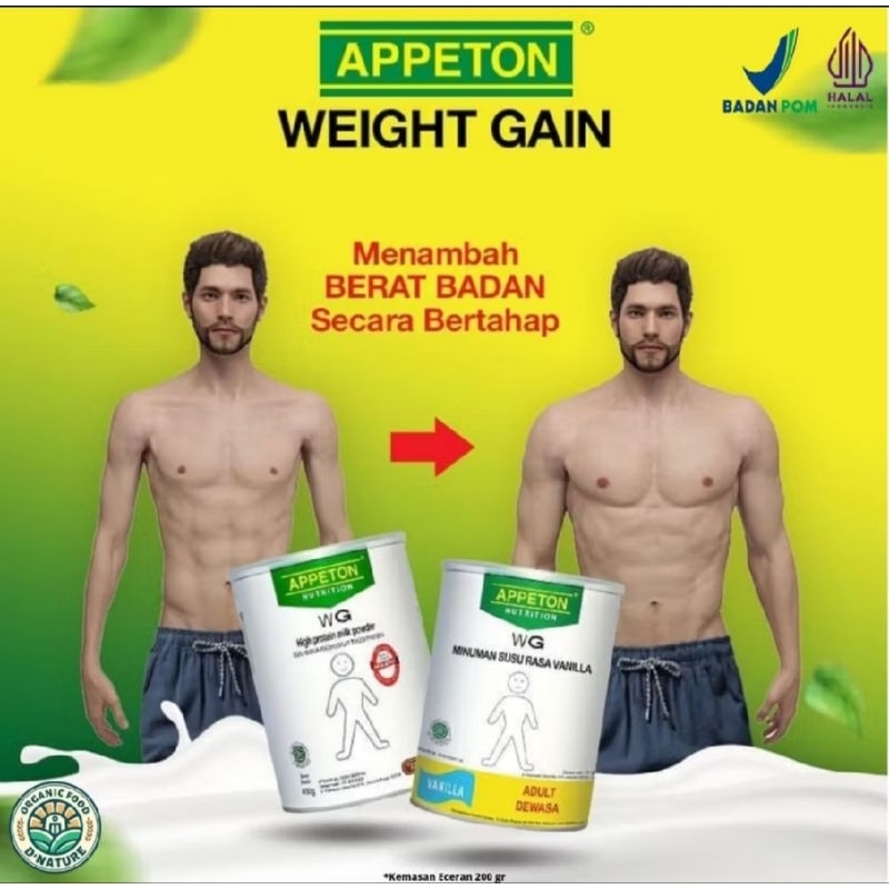 

TERMURAH !!! Appeton Weight Gain Susu Khusus Penggemuk Badan Anak Dan Dewasa Isi 200gr