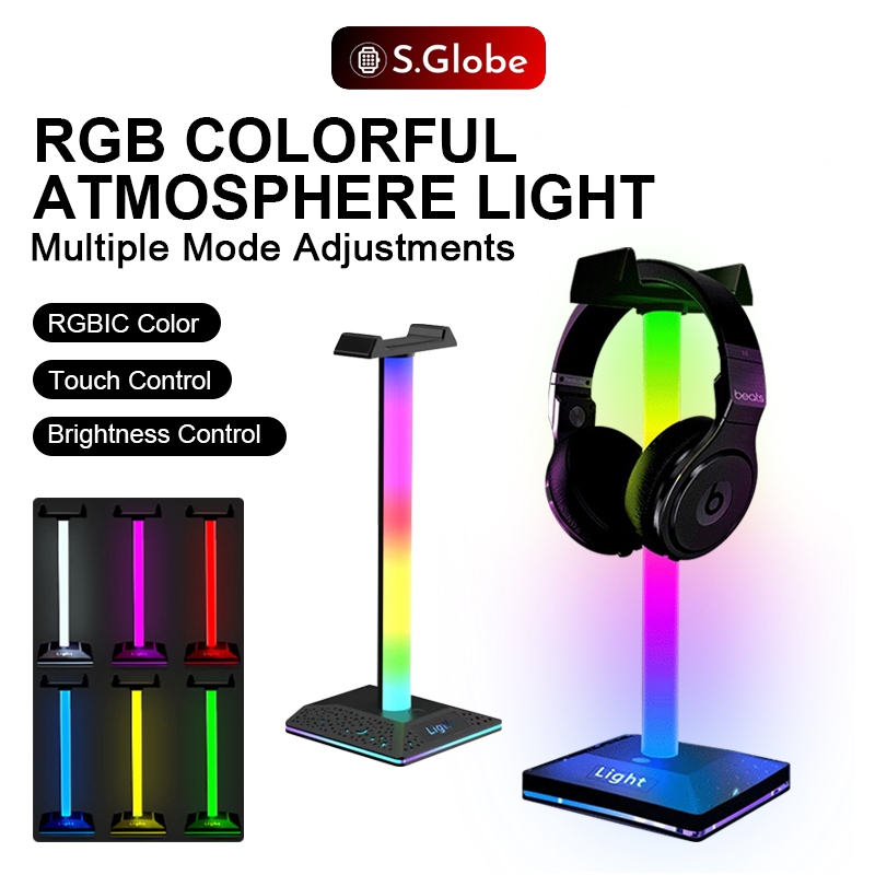 Headphone Stand RGB Rhythm Light Gaming Anti-slip LED Light Headset Holder