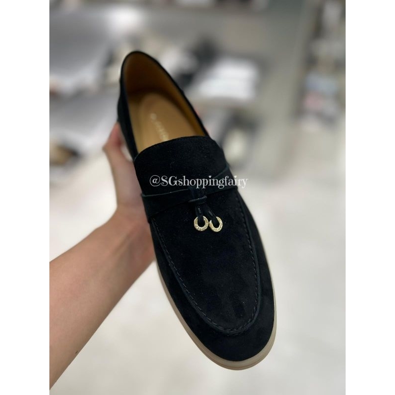PRE ORDER - PAZZION ORIGINAL PHOENIX KNOT DETAIL SUEDE LOAFERS BLACK