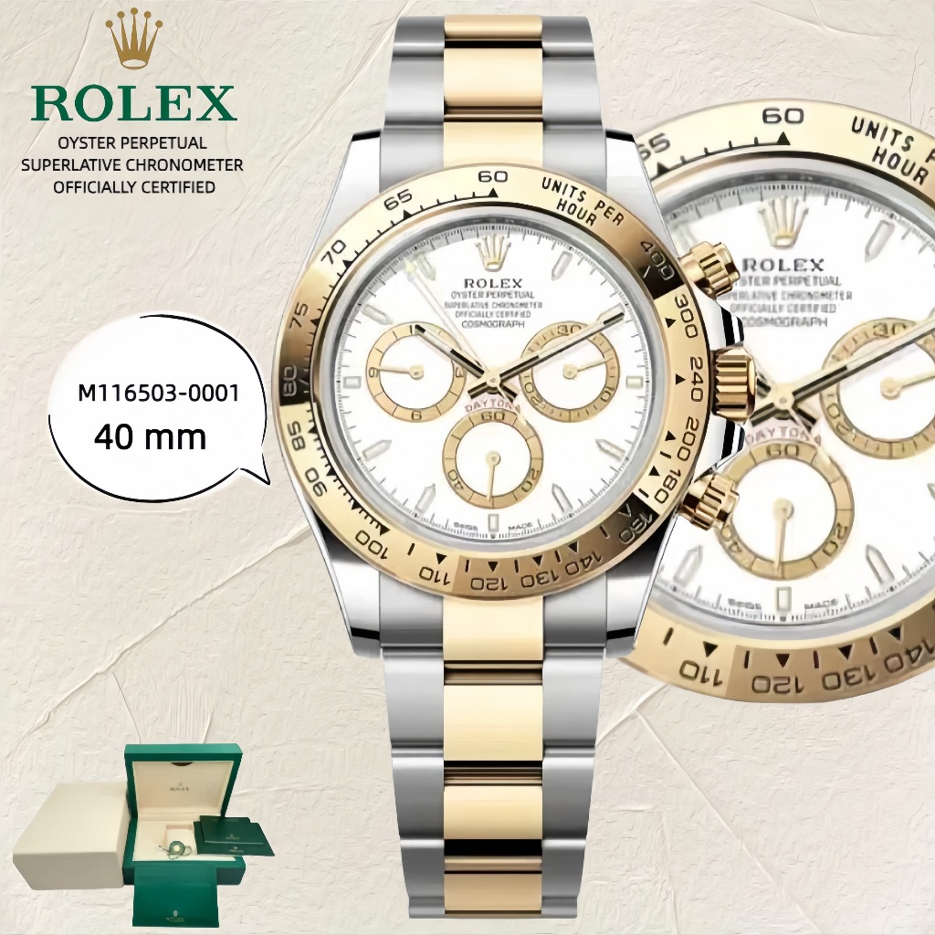 【✅100% Rolex Original】Jam Tangan Rolex pria Rolex Cosmograph Daytona Series M116503-0001 40 mm Emas 