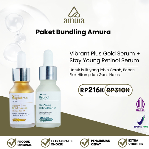 Bundling Amura Retinol Serum + Gold Serum Wajah Cerah dan Bebas Flek Hitam