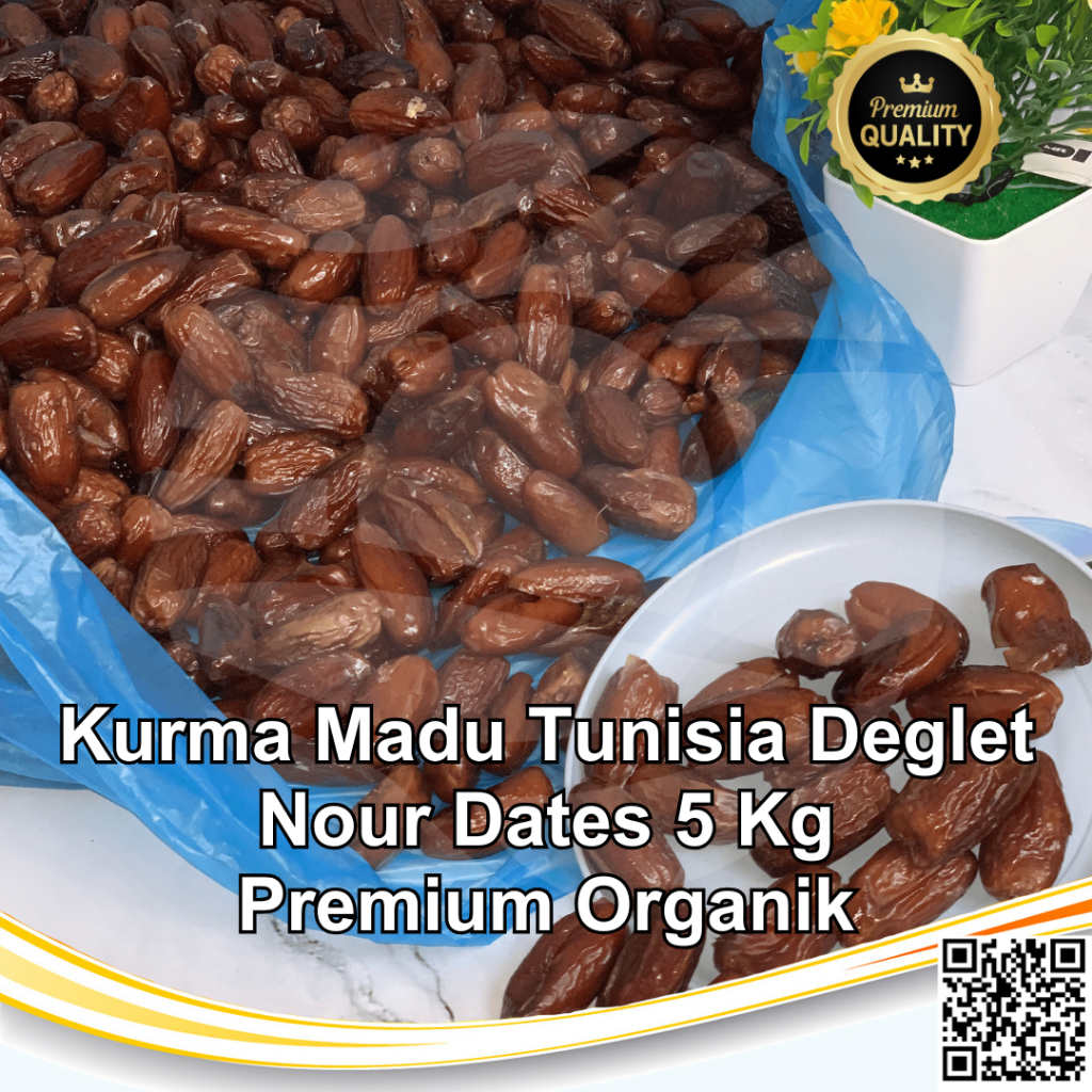 

Kurma Madu Tunisia Deglet Nour Dates 5Kg | Kurma Tunisia 100% Premium Organik