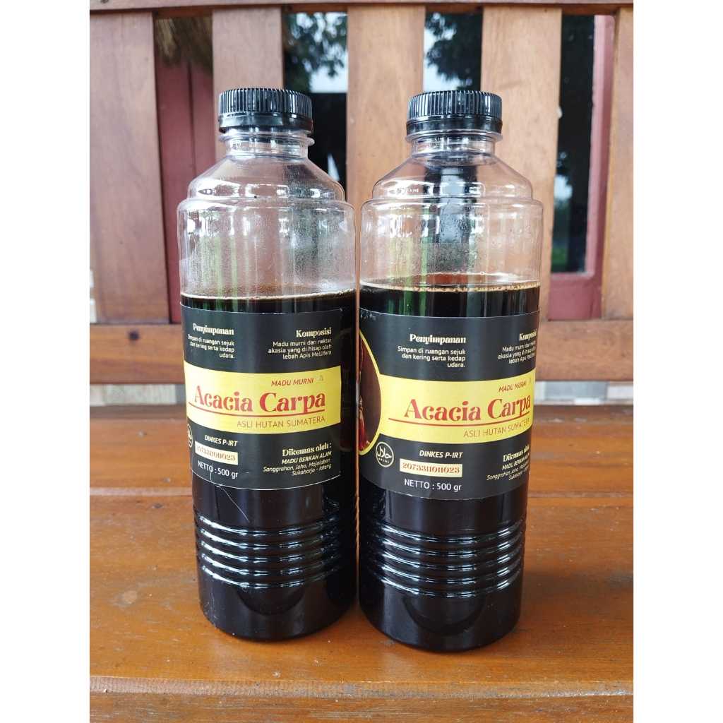 

2 Botol Madu Hutan Hitam Mentah Nektar Akasia Carpa Asli Jambi Tanpa Campuran Kimia Netto 1kg