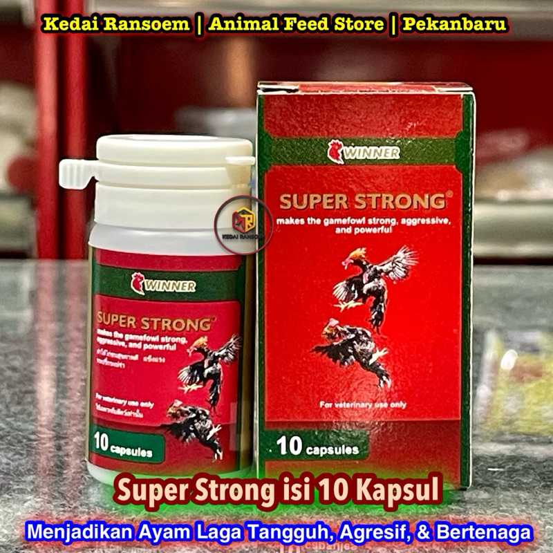 Super Strong | Isi 10 Kapsul | Suplemen Penambah Stamina Ayam Laga | Obat Kuat Ayam Aduan
