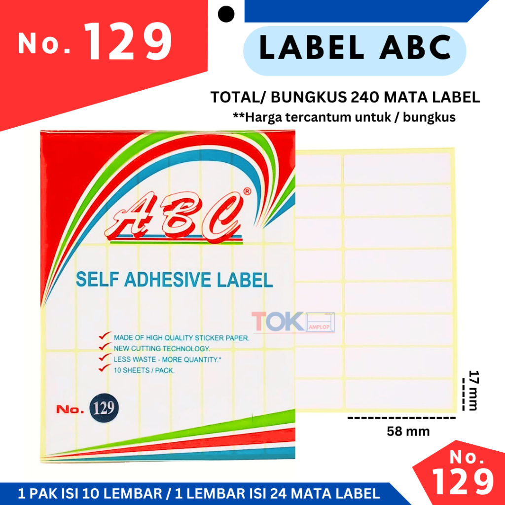 

Label Undangan / Sticker Label 129 ABC ( Self Adhesive )