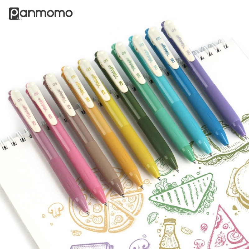 

Panmomo Pulpen Gel - Retractable Gel Pen Vintage - Bolpen Ballpoint Tinta Hitam 0.5mm 0,5 [MAYS ART]