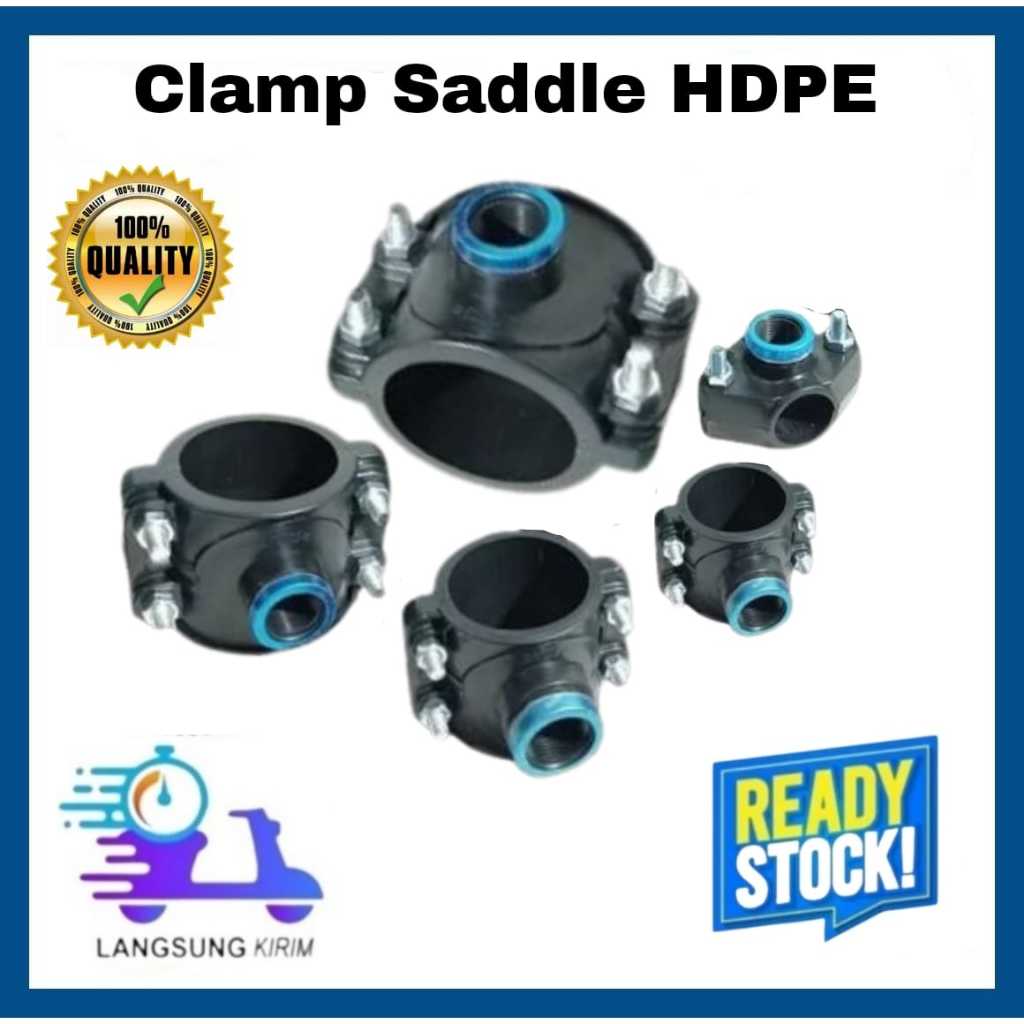 Klem Sadel HDPE 1 x 1/2" inch Clamp Saddle 32 mm x 1/2" HDPE