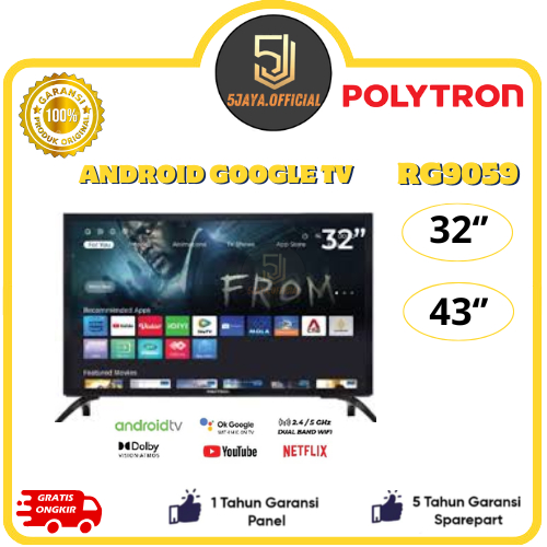 TV LED Polytron Google TV 32 Inch Polytron 40Inch 43 Inch Polytron - 32RG9059/32AG5759 / 40RG9059 / 