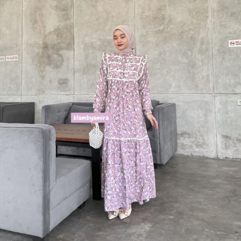 [𝐀𝐦𝐢𝐫𝐚] NESYA DRESS | Gamis Rayon Renda Korean Look
