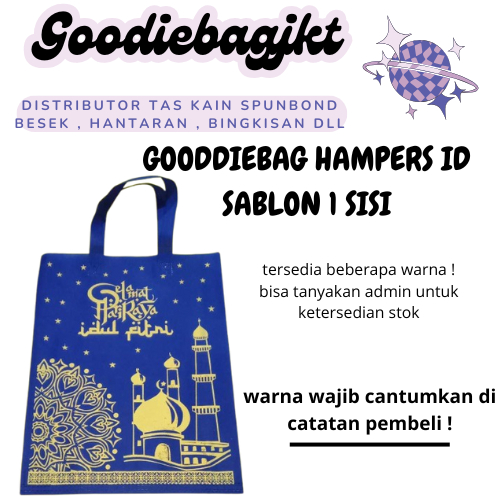 

Goodiebag hampers Lebaran idul fitri uk 30x40 sablon 1 sisi tas kain sembako / pcs