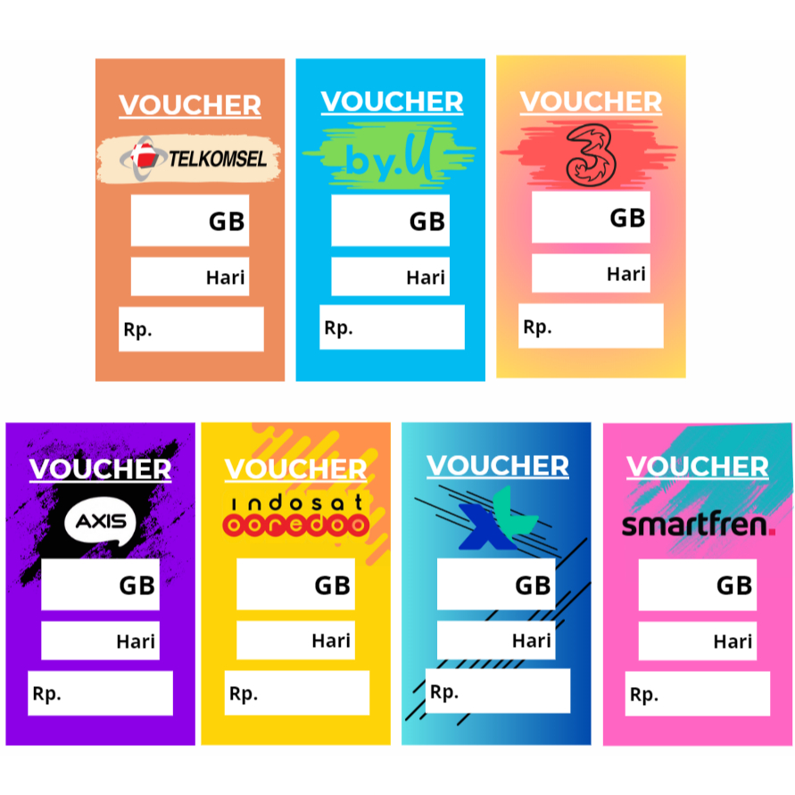 

Label Harga Konter Voucher, Display Harga Etalase Konter