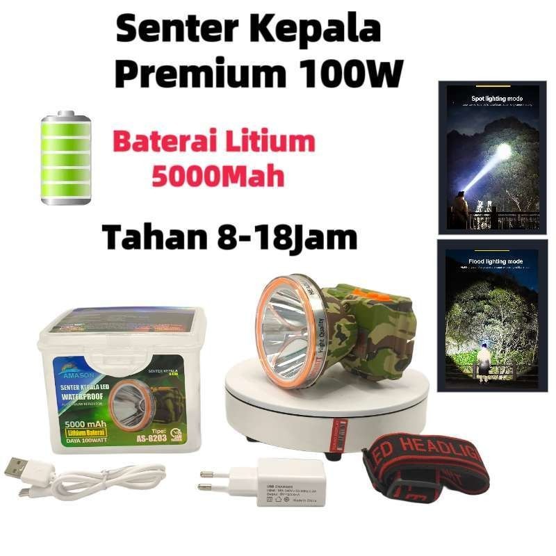 Senter Kepala LUBY Motif Batik 80 Watt 1913L Body Besar/ L1913/ L-1913/1913