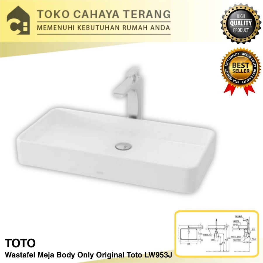 Wastafel Meja Kotak Toto LW953CJ Body Only / Wastafel Original Toto