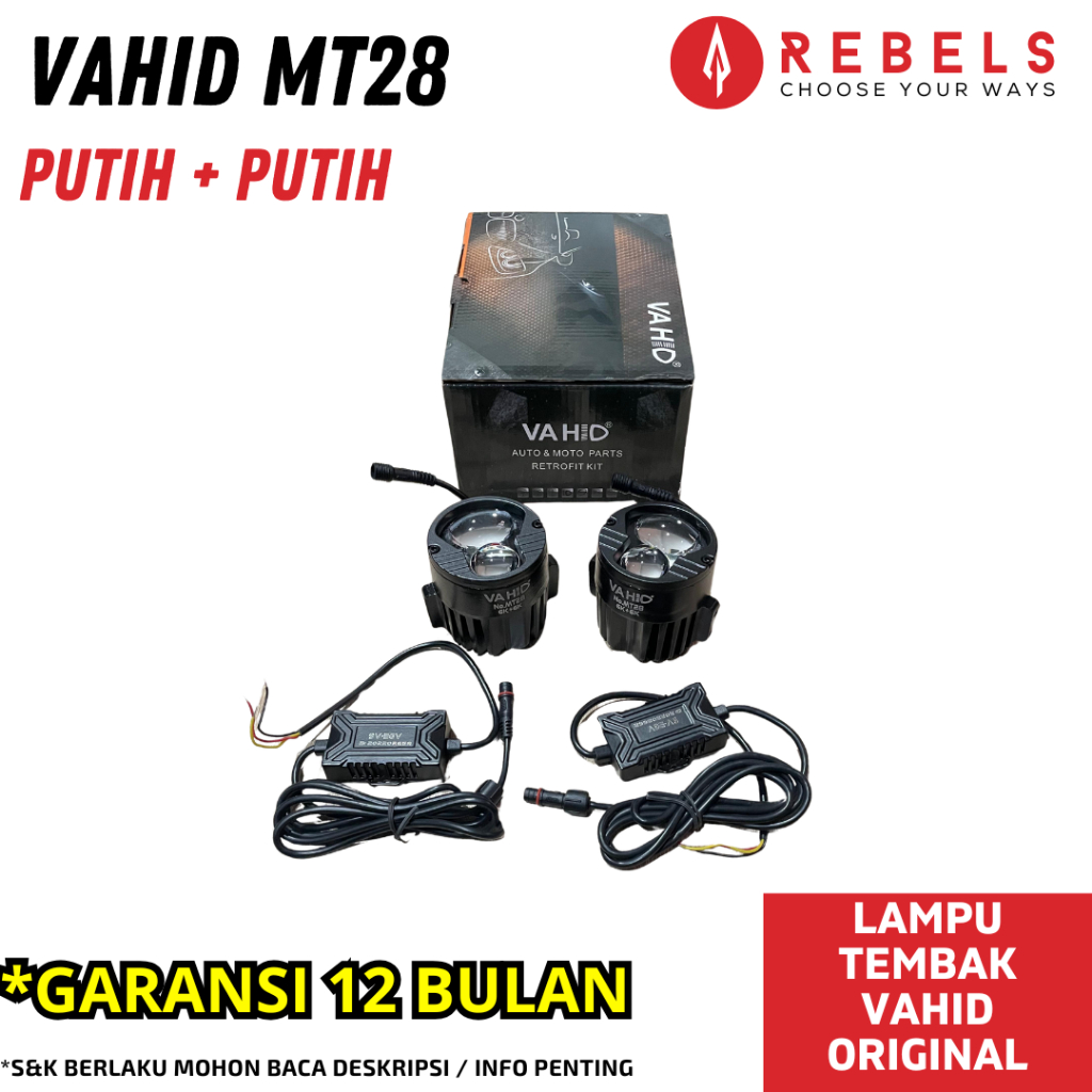 Lampu Tembak Sorot LED VAHID MT28 Putih-Putih High Low beam ORIGINAL
